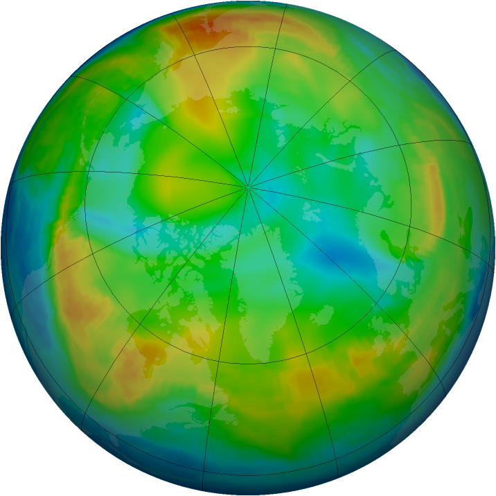 Arctic ozone map for 24 December 1996